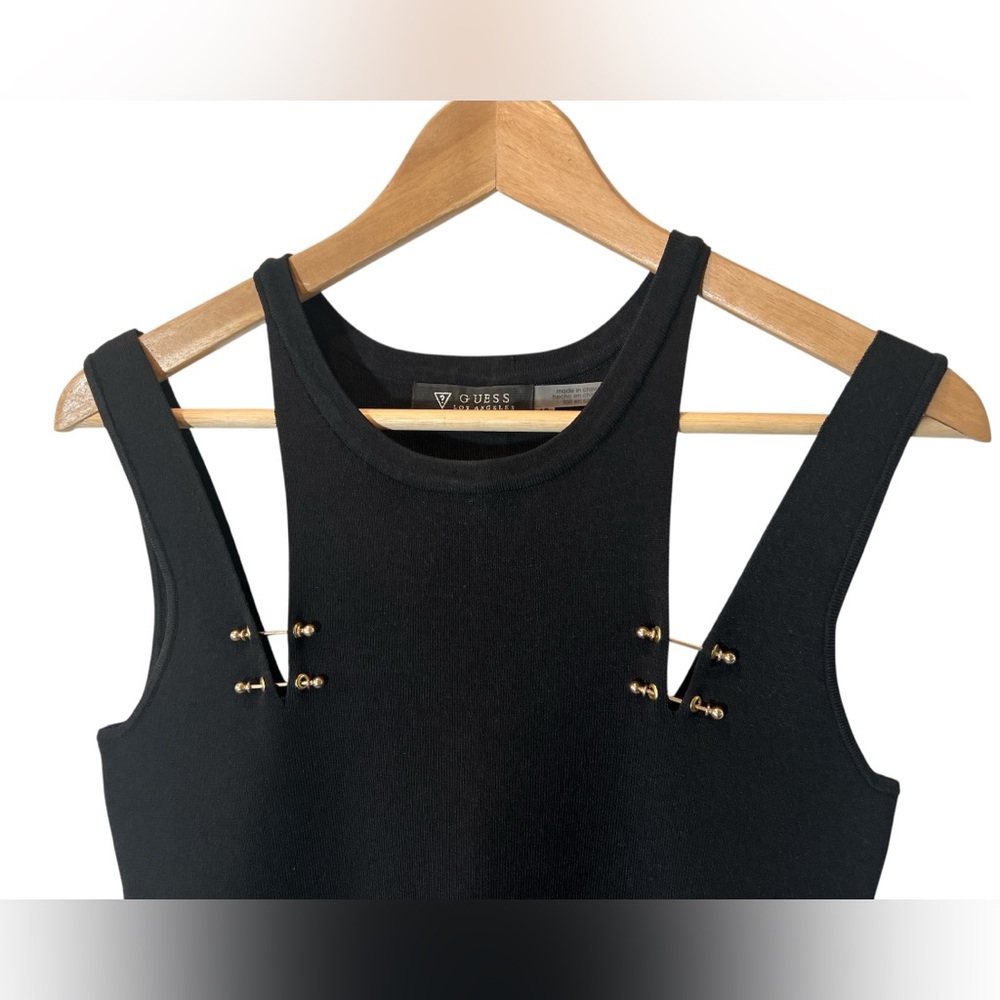 Guess Black BodyCon Mini Dress with Gold Accents - Picture 5 of 6